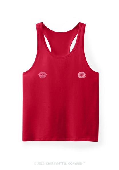 Pink Lips Y2K Men Racerback Tank Top Cherrykitten