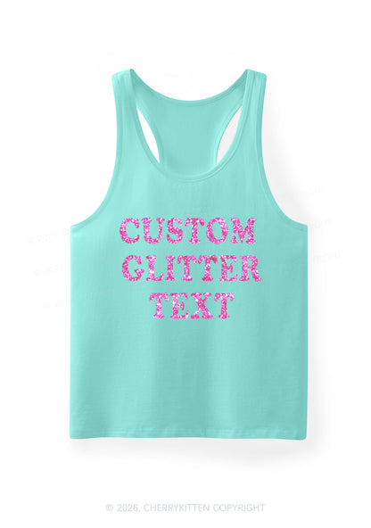 Custom Text Glitter Y2K Men Racerback Tank Top Cherrykitten