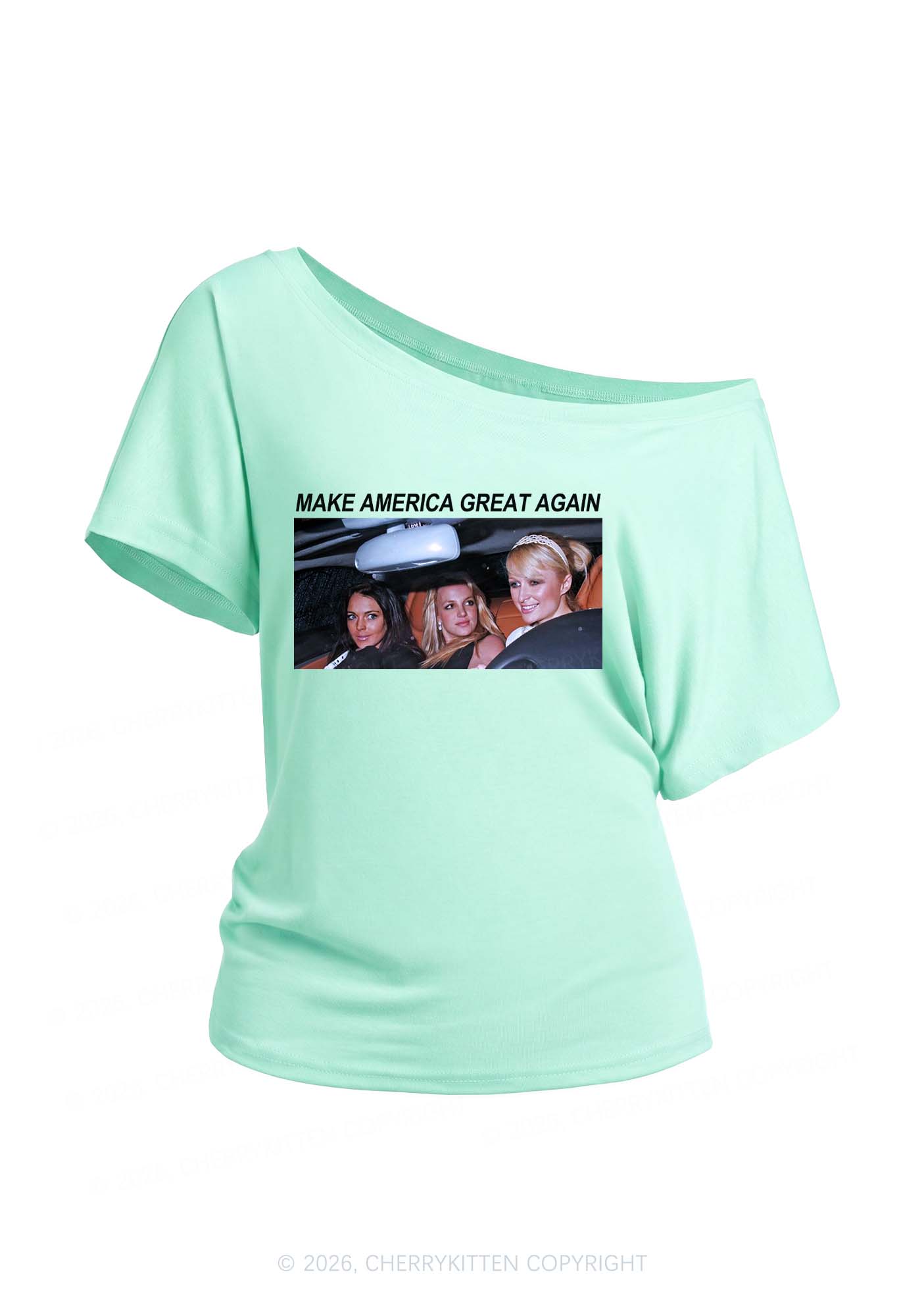 Make America Great Again Y2K Off Shoulder Tee Cherrykitten