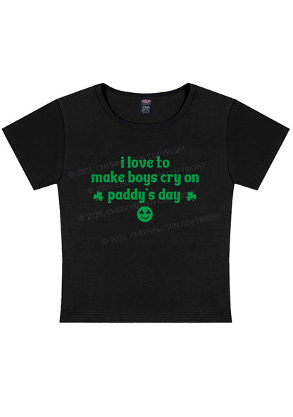 Make Boys Cry On Paddys Day St Patricks Y2K Baby Tee Cherrykitten