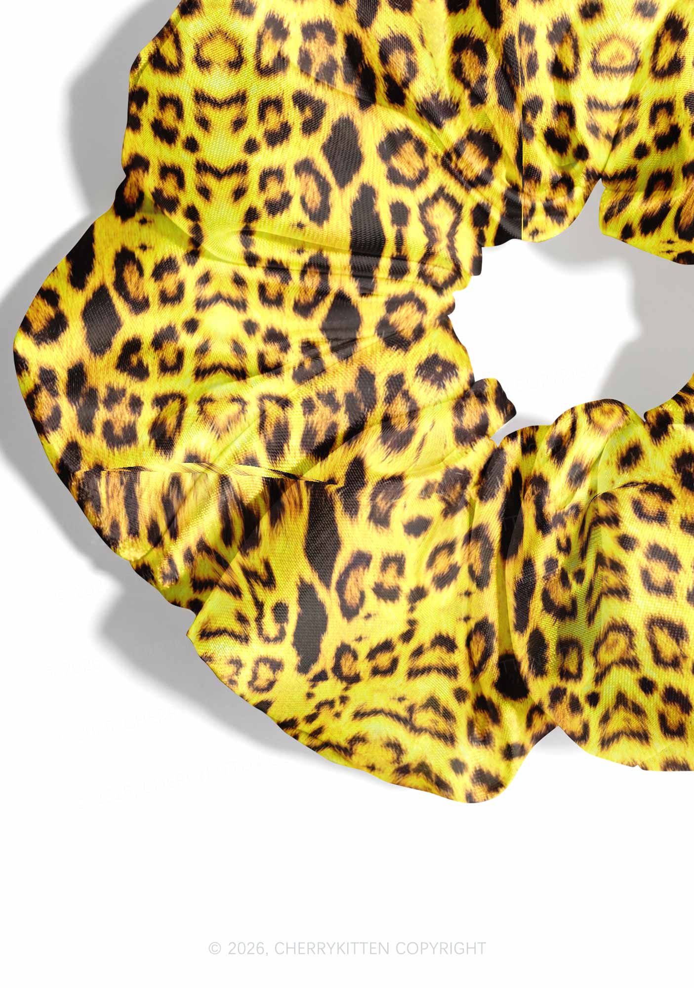 Yellow Leopard Y2K Hair Scrunchie Cherrykitten