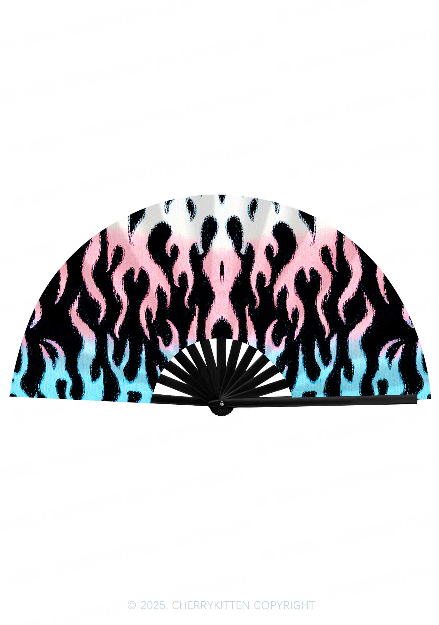 Trans Flame Pride Y2K Rave Hand Fan Cherrykitten