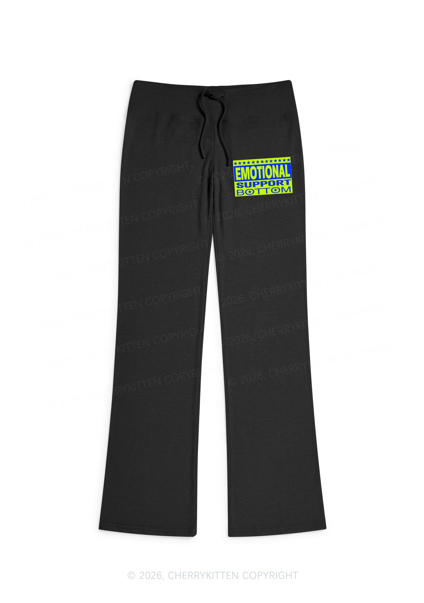 Emotional Support Bottom Pride Y2K Low Rise Drawstring Flare Pants Cherrykitten