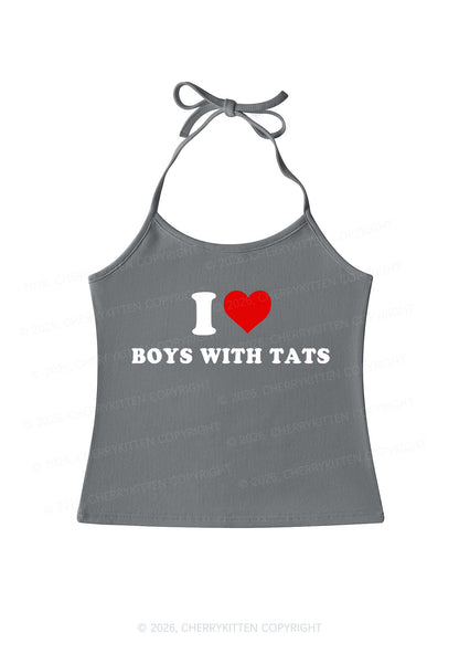 I Love Boys With Tats Y2K Halter Neck Cami Cherrykitten