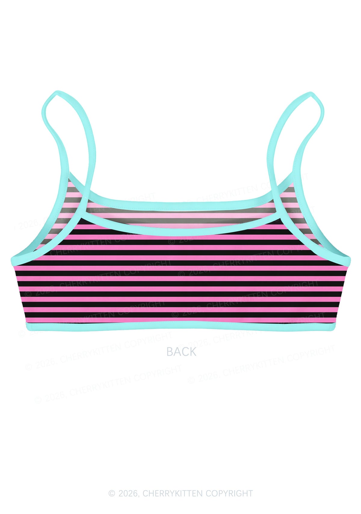 Pink And Black Stripes Y2K Print Super Crop Cami Cherrykitten