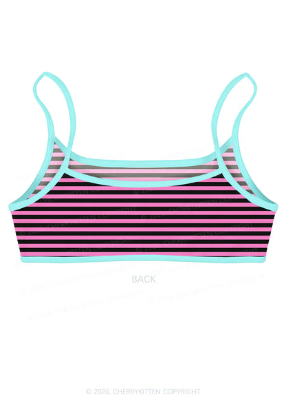 Pink And Black Stripes Y2K Print Super Crop Cami Cherrykitten