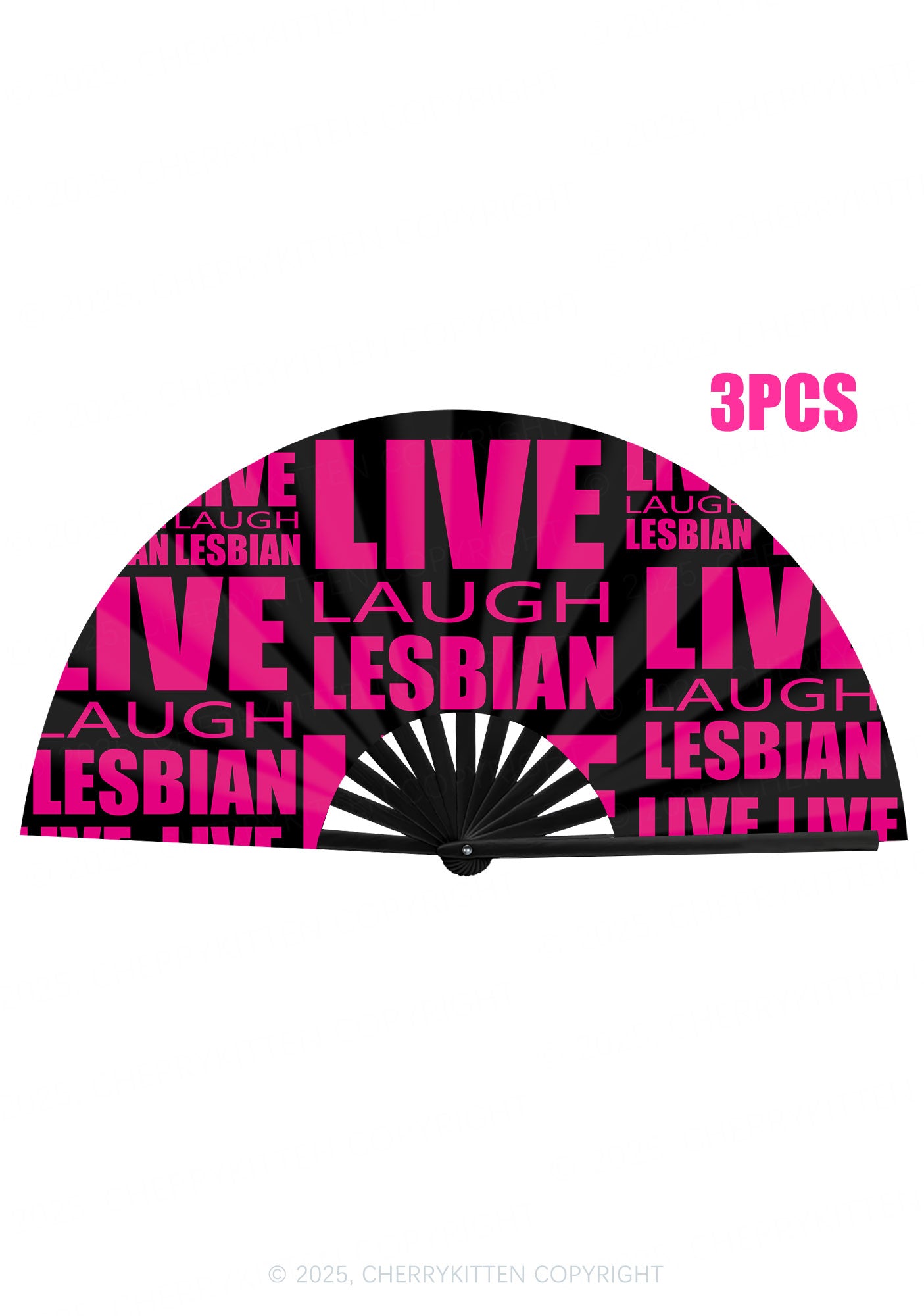 Pink Live Laugh Lesbian Pride Y2K Rave Hand Fan Cherrykitten