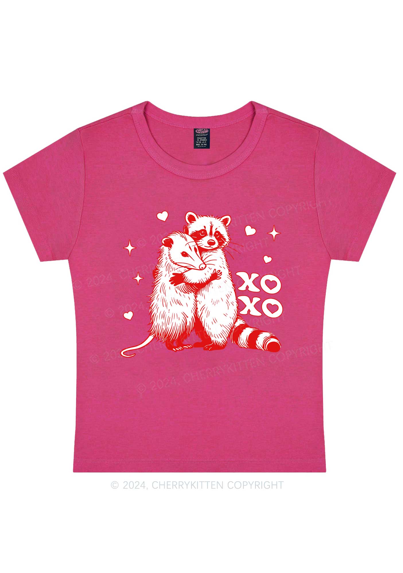Raccoon XOXO Y2K Valentine's Day Baby Tee Cherrykitten