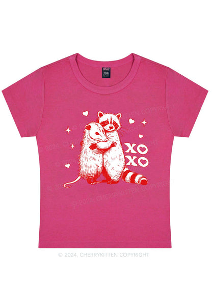 Raccoon XOXO Y2K Valentine's Day Baby Tee Cherrykitten