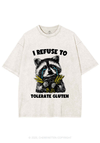 Refuse To Tolerate Gluten Y2K Shirts Washed Tee Cherrykitten