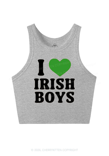 I Love Irish Boys St Patricks Y2K Crop Tank Top Cherrykitten