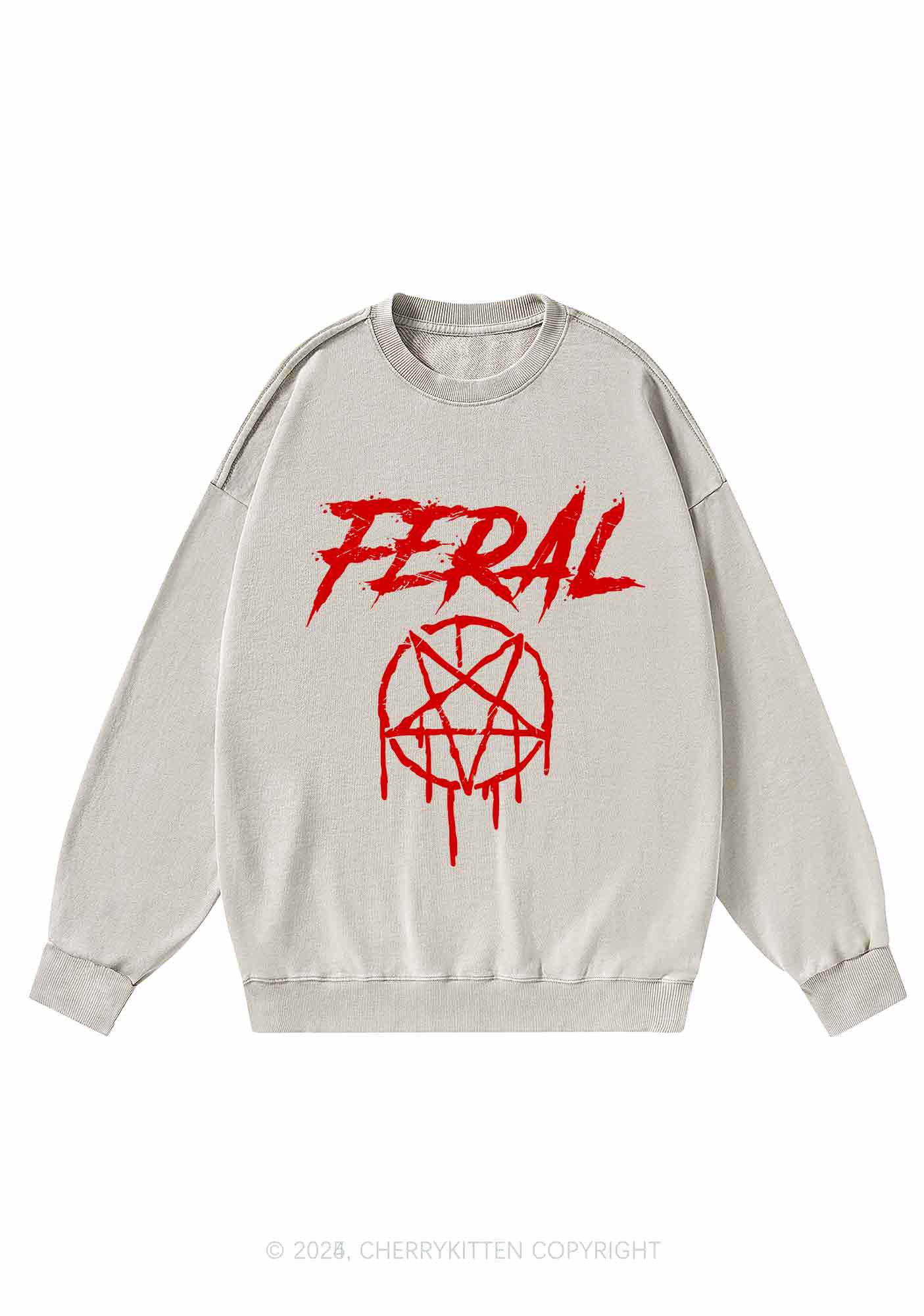 Halloween Feral Y2K Washed Sweatshirts Cherrykitten