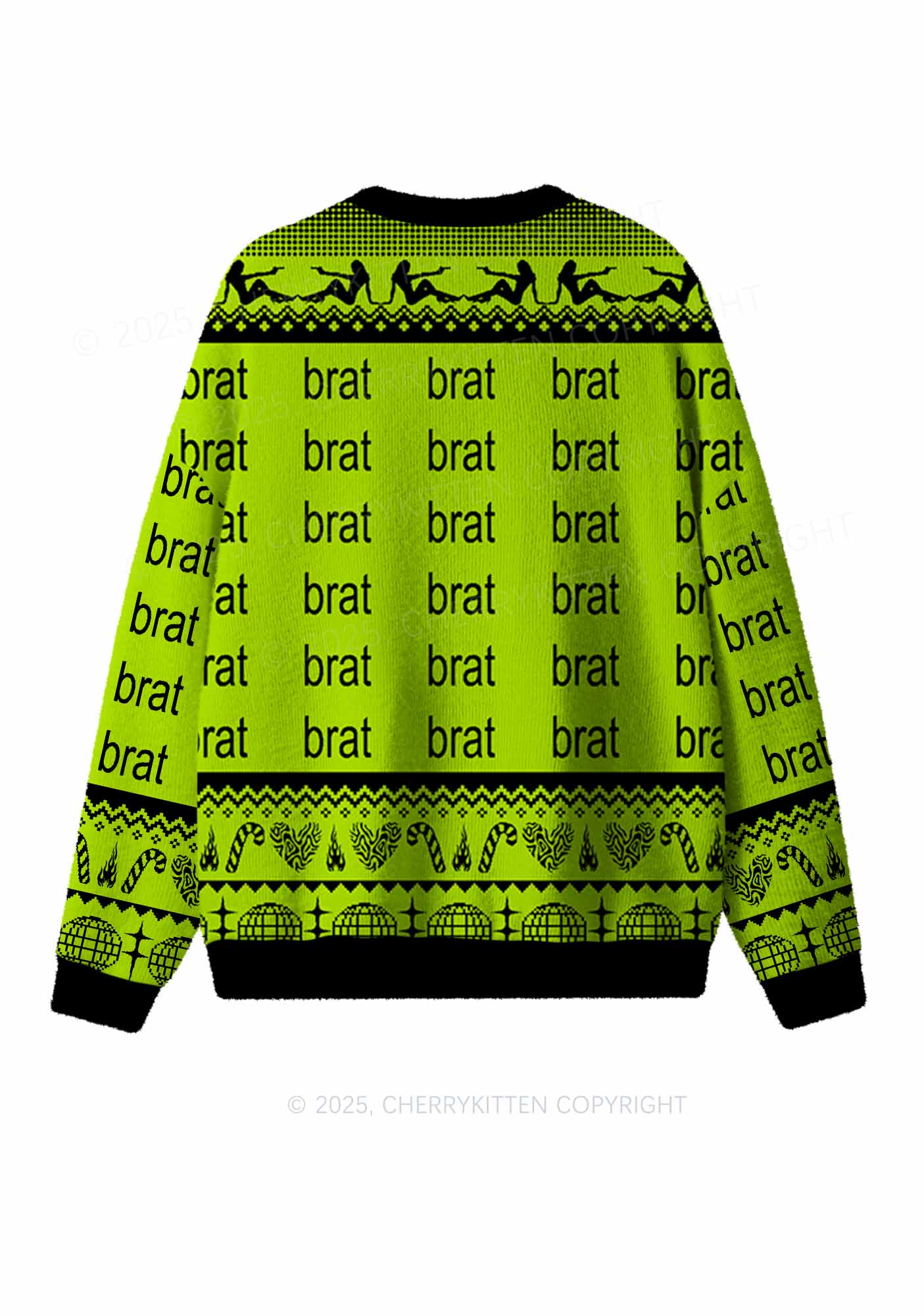 Green Brat Y2K Christmas Knit Sweatshirt Cherrykitten