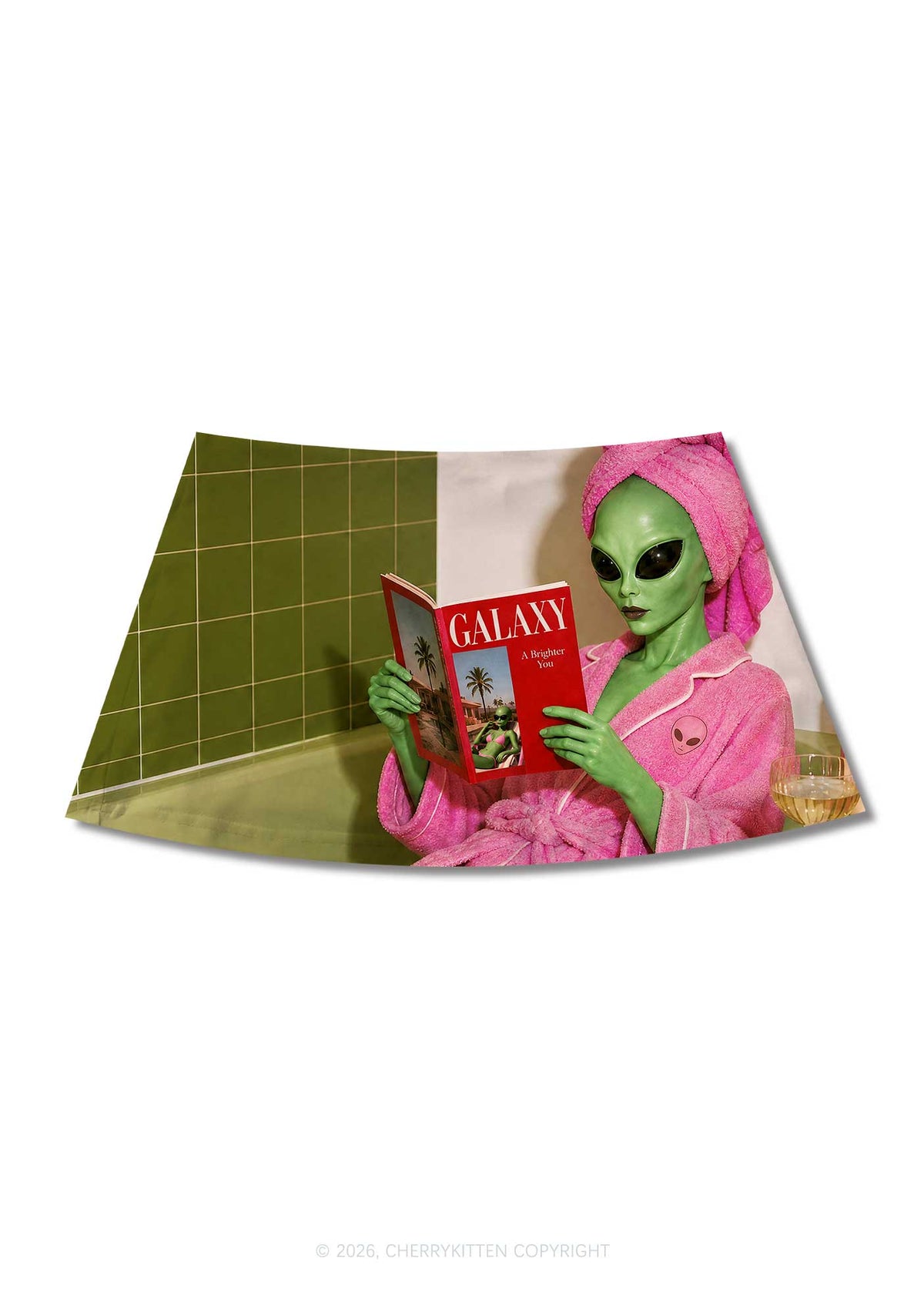 Pink Bath Robe Alien Y2K Print Mini Skirt Cherrykitten