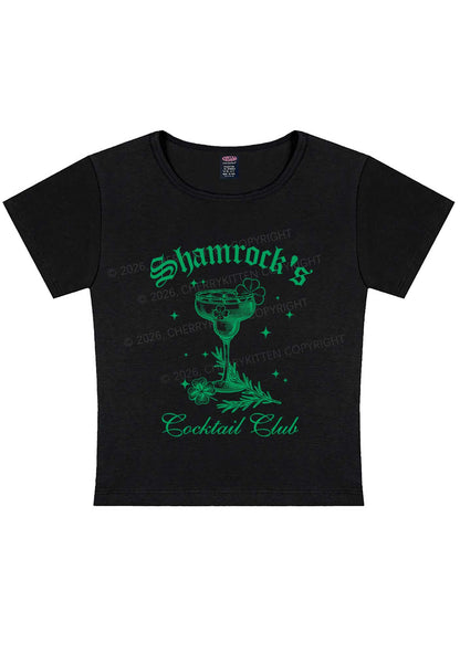 Shamrocks Coctail Club St Patricks Y2K Baby Tee Cherrykitten