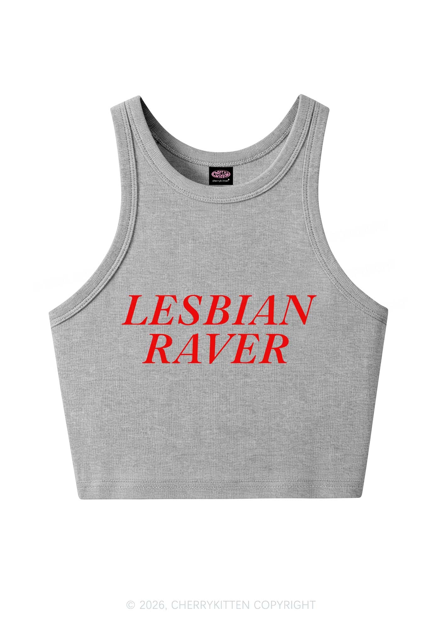 Lesbian Raver Pride Y2K Crop Tank Top Cherrykitten