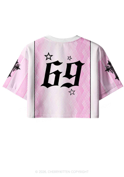 Pink Alpha Male Unicorn Pride Y2K Crop Sport Jersey Shirts Cherrykitten