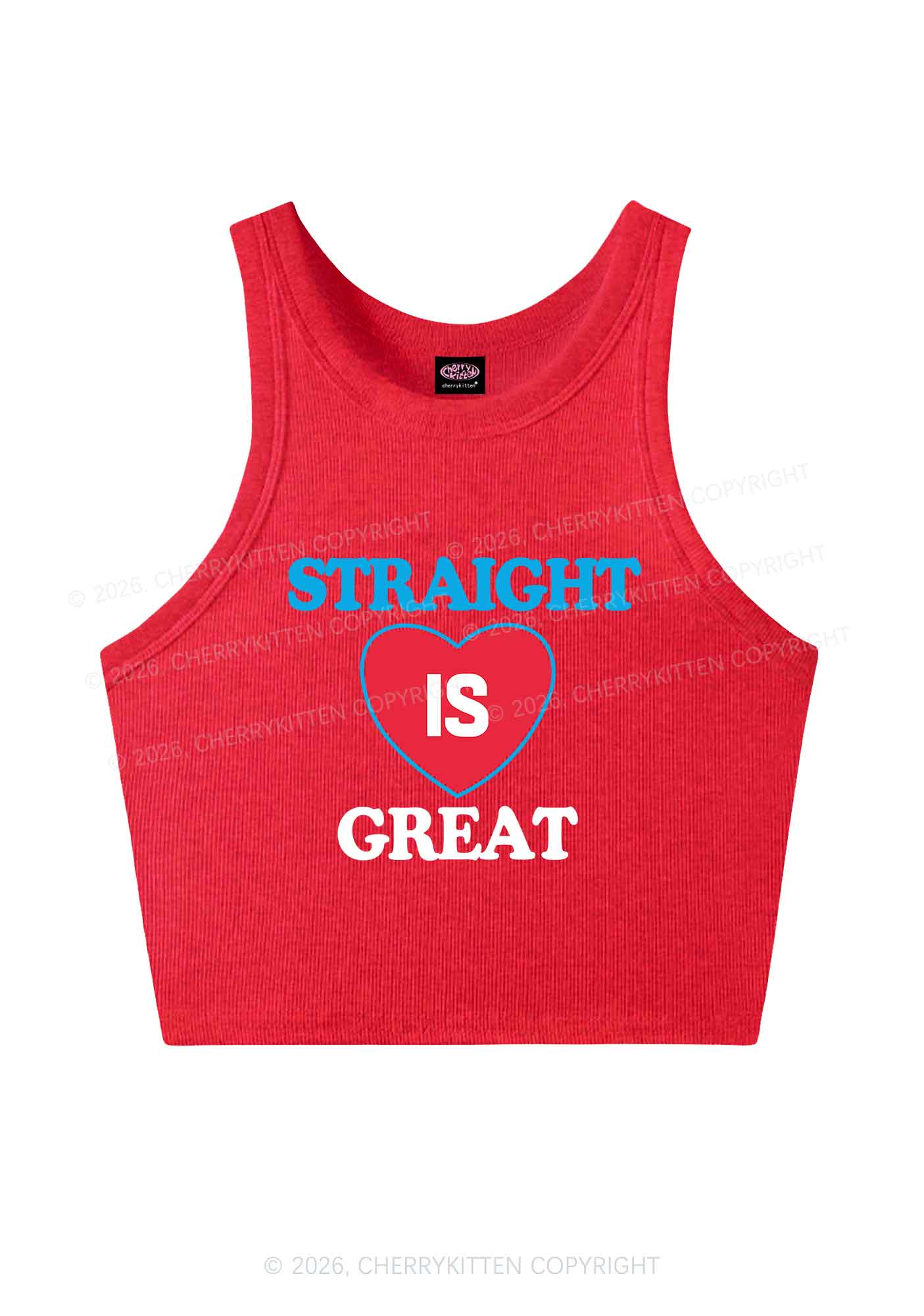 Straight Is Great Pride Y2K Crop Tank Top Cherrykitten