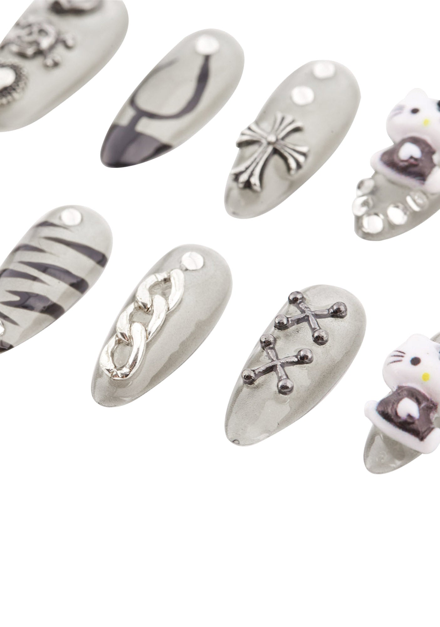 Grey Cat Y2K 10pcs Press On Nails Cherrykitten