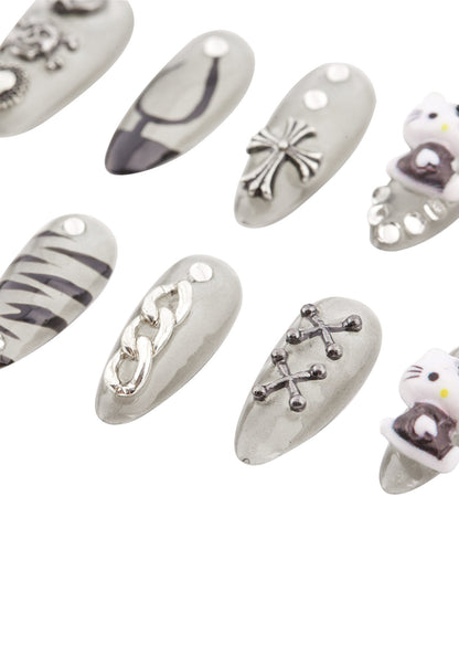Grey Cat Y2K 10pcs Press On Nails Cherrykitten