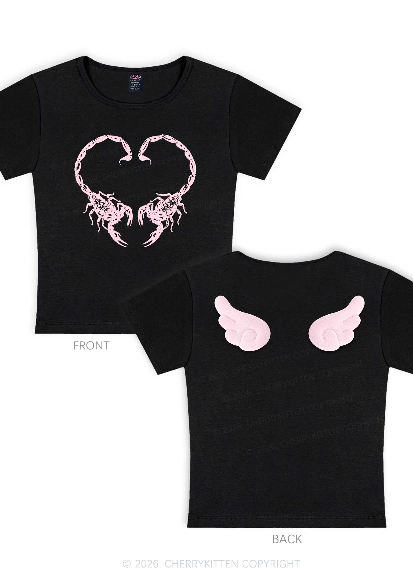 Skull Scorpion Heart Y2K Goth Angel Wings Baby Tee Cherrykitten