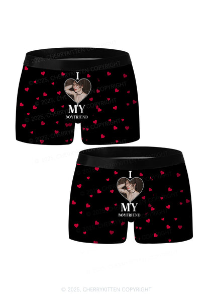 Custom I Love My GF BF Valentine's Day Y2K Print Couples Boxer Briefs Set Cherrykitten
