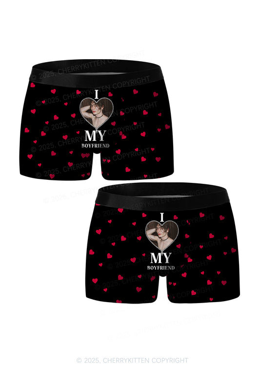 Custom I Love My GF BF Valentine's Day Y2K Print Couples Boxer Briefs Set Cherrykitten