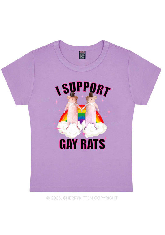 Support Gay Rats Pride Y2K Baby Tee Cherrykitten