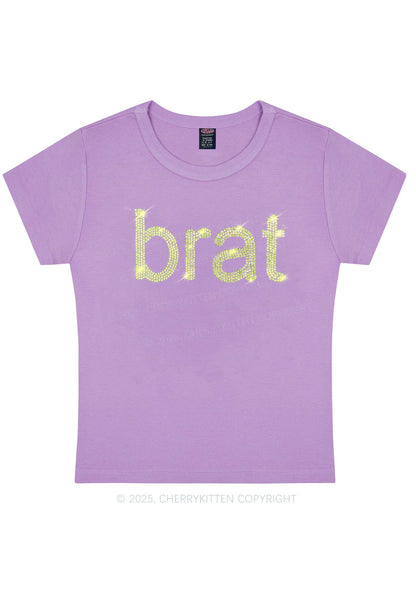 Rhinestone Green Brat Y2K Baby Tee Cherrykitten