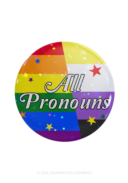 All Pronouns Rainbow Nonbinary Pride 1Pc Y2K Pin Badge Cherrykitten