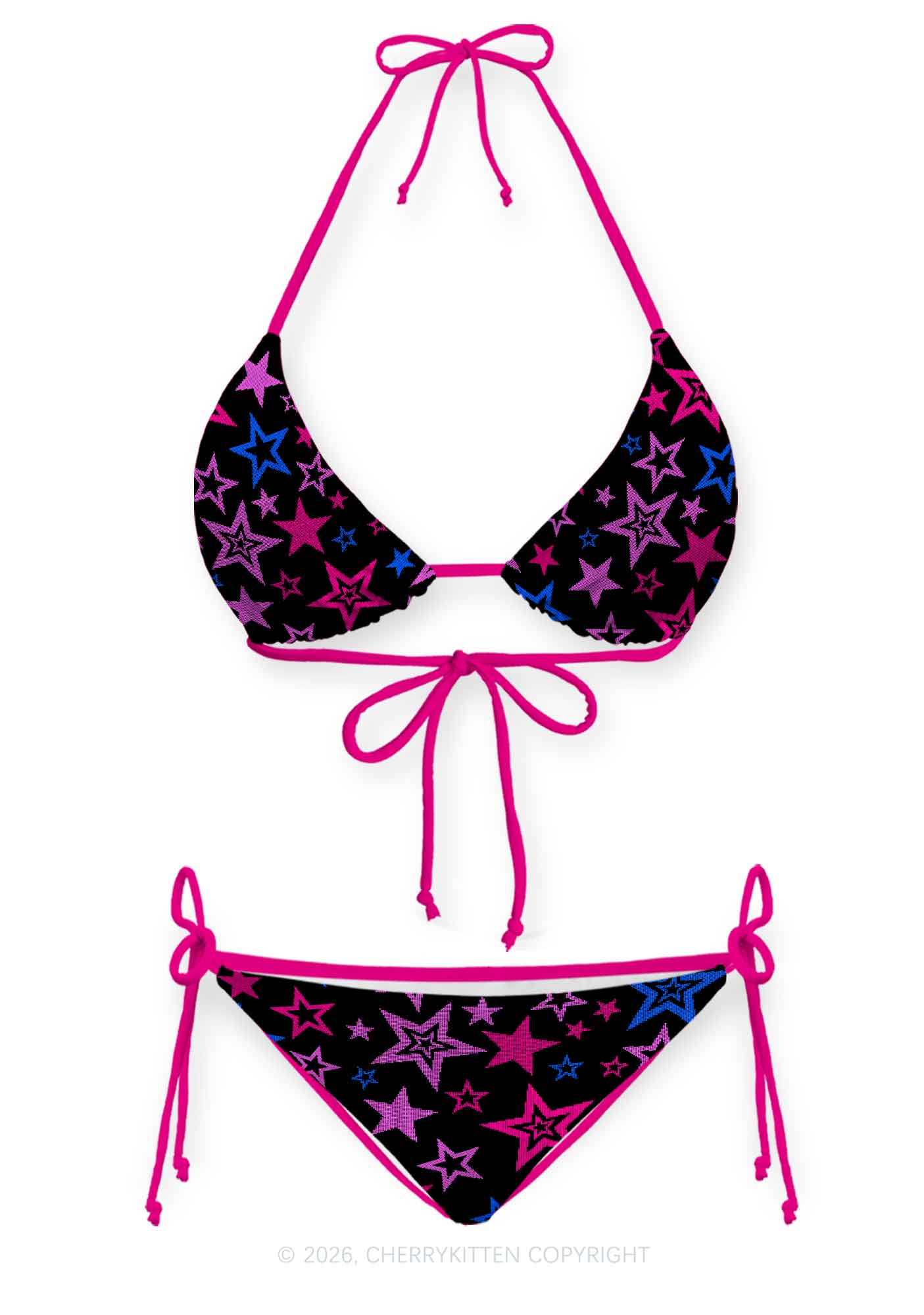 Bisexual Star Pride Y2K Print Bikini Set Cherrykitten