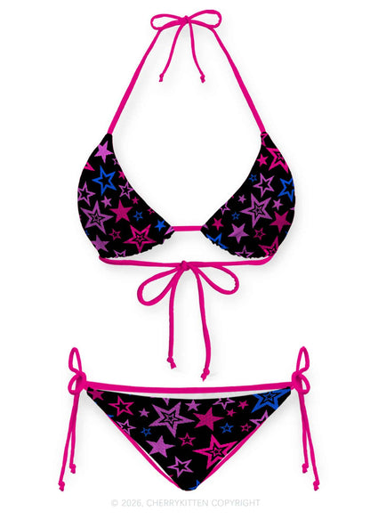 Bisexual Star Pride Y2K Print Bikini Set Cherrykitten