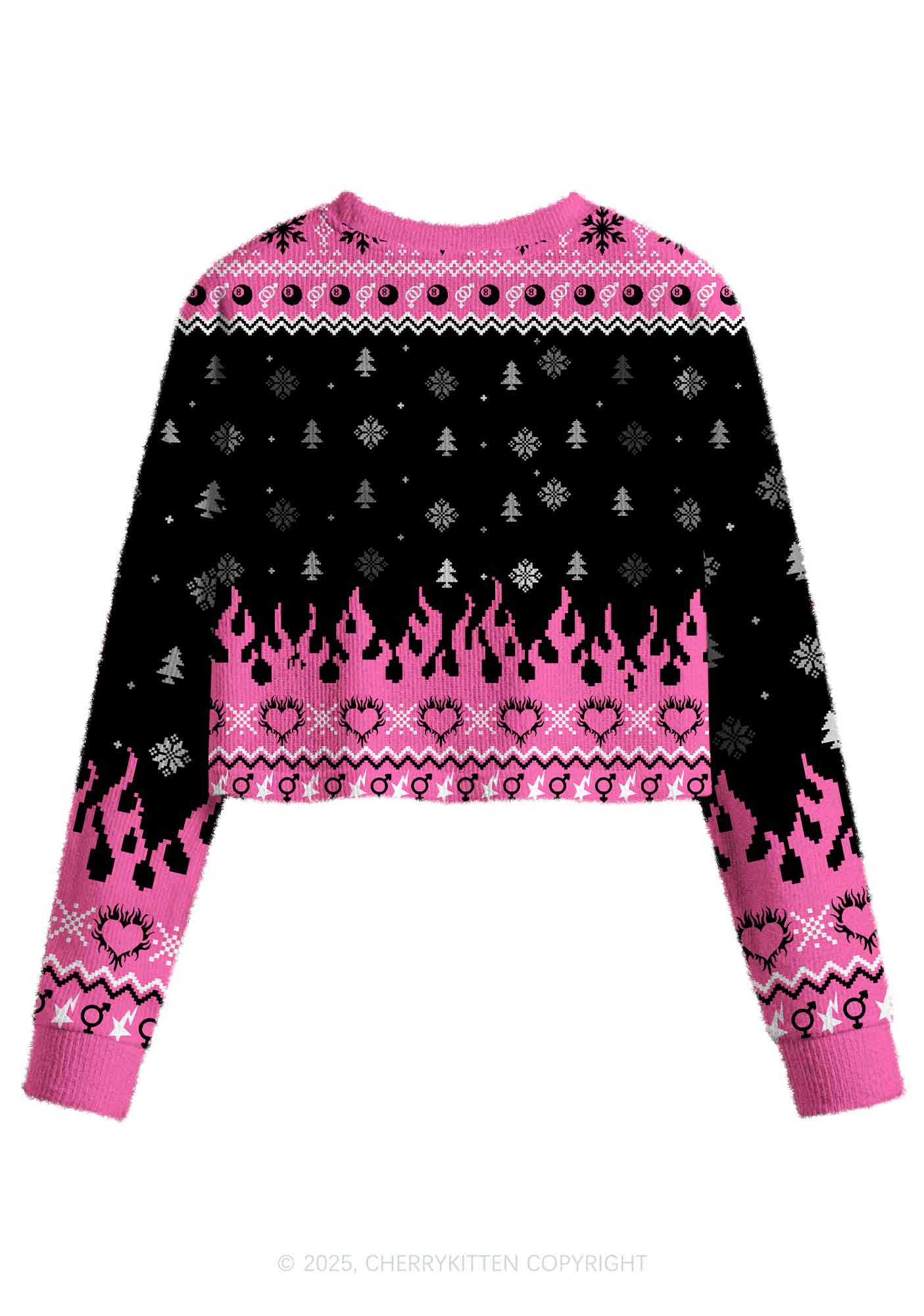 Slxt For My Gay BF Y2K Christmas Crop Knit Sweatshirt Cherrykitten