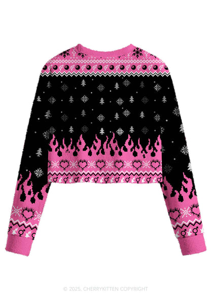 Slxt For My Gay BF Y2K Christmas Crop Knit Sweatshirt Cherrykitten