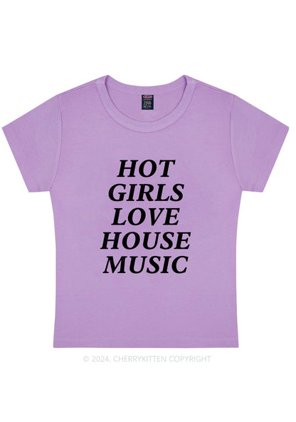Girls Love House Music Y2K Baby Tee Cherrykitten