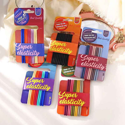 Set of 10 Y2K Colorful Nylon Hair Ties Cherrykitten