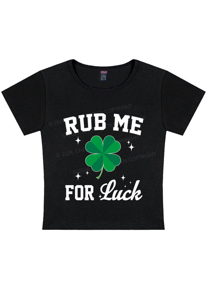 Rub Me For Luck St Patricks Y2K Baby Tee Cherrykitten