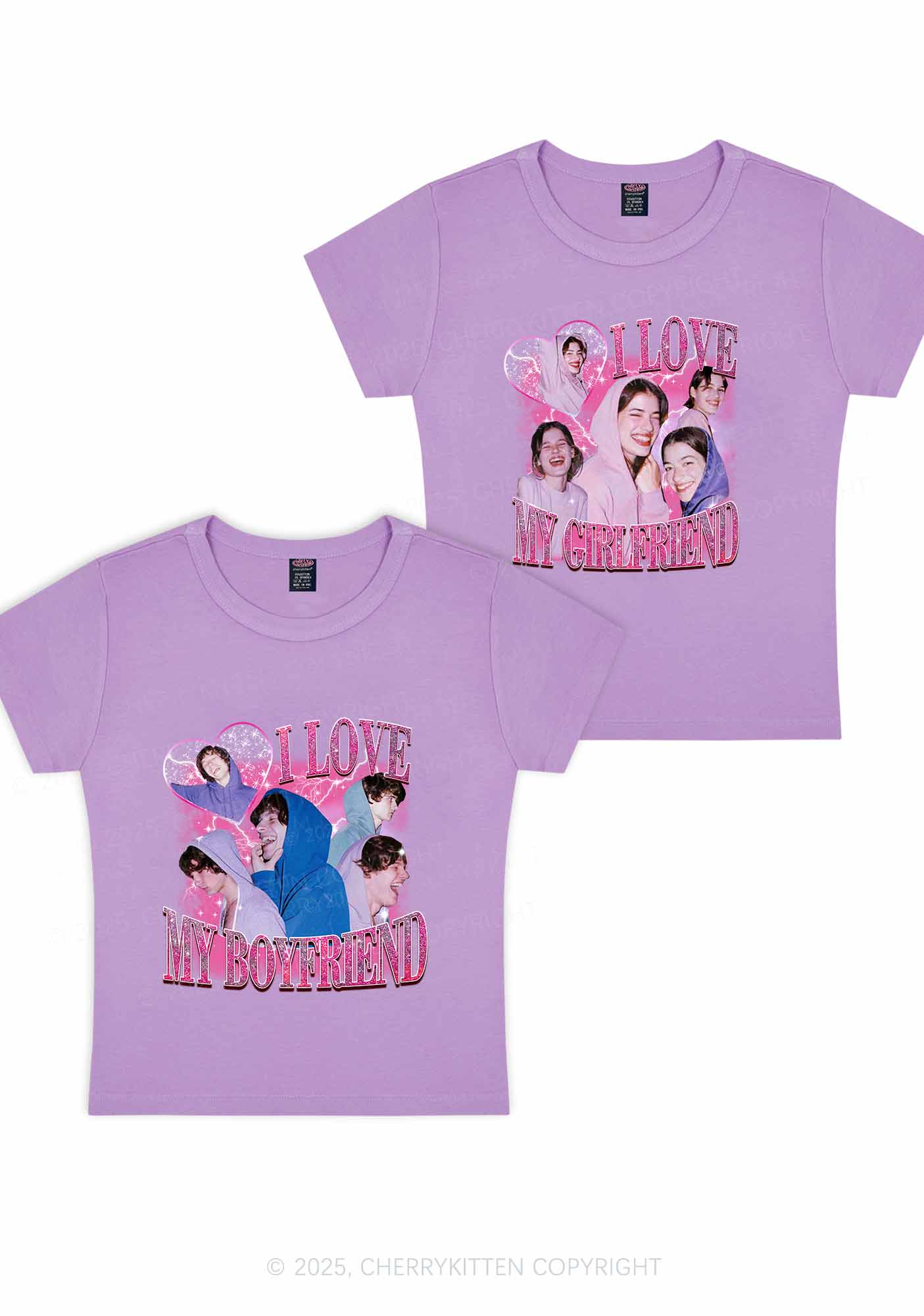 Custom Photos I Love GF BF Y2K Valentine's Day Baby Tee Cherrykitten