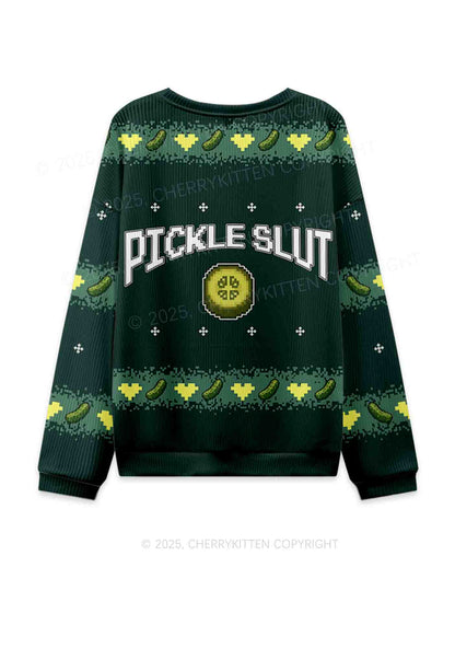 Pickle Slxt Y2K Christmas Knit Sweatshirt Cherrykitten
