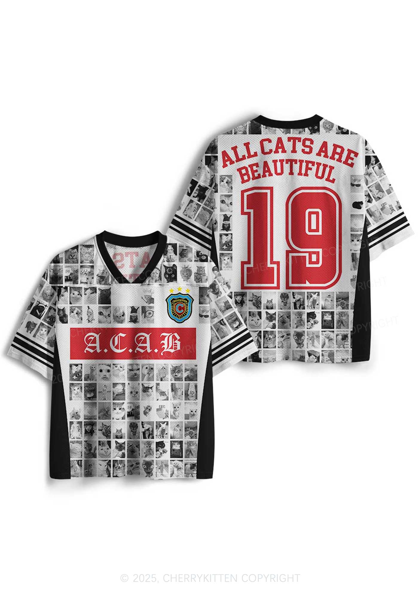 Custom ACAB Cats Y2K Sport Jersey Shirts Cherrykitten