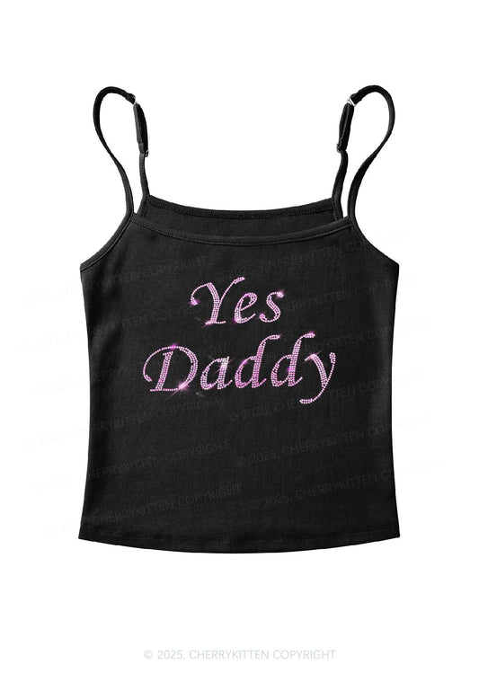 Rhinestone Yes Daddy Y2K Spaghetti Strap Cami Cherrykitten