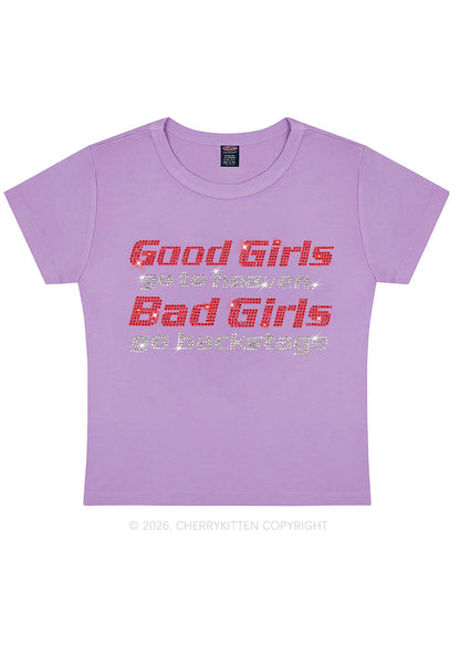 Rhinestone Bad Girls Go Backstage Y2K Baby Tee Cherrykitten