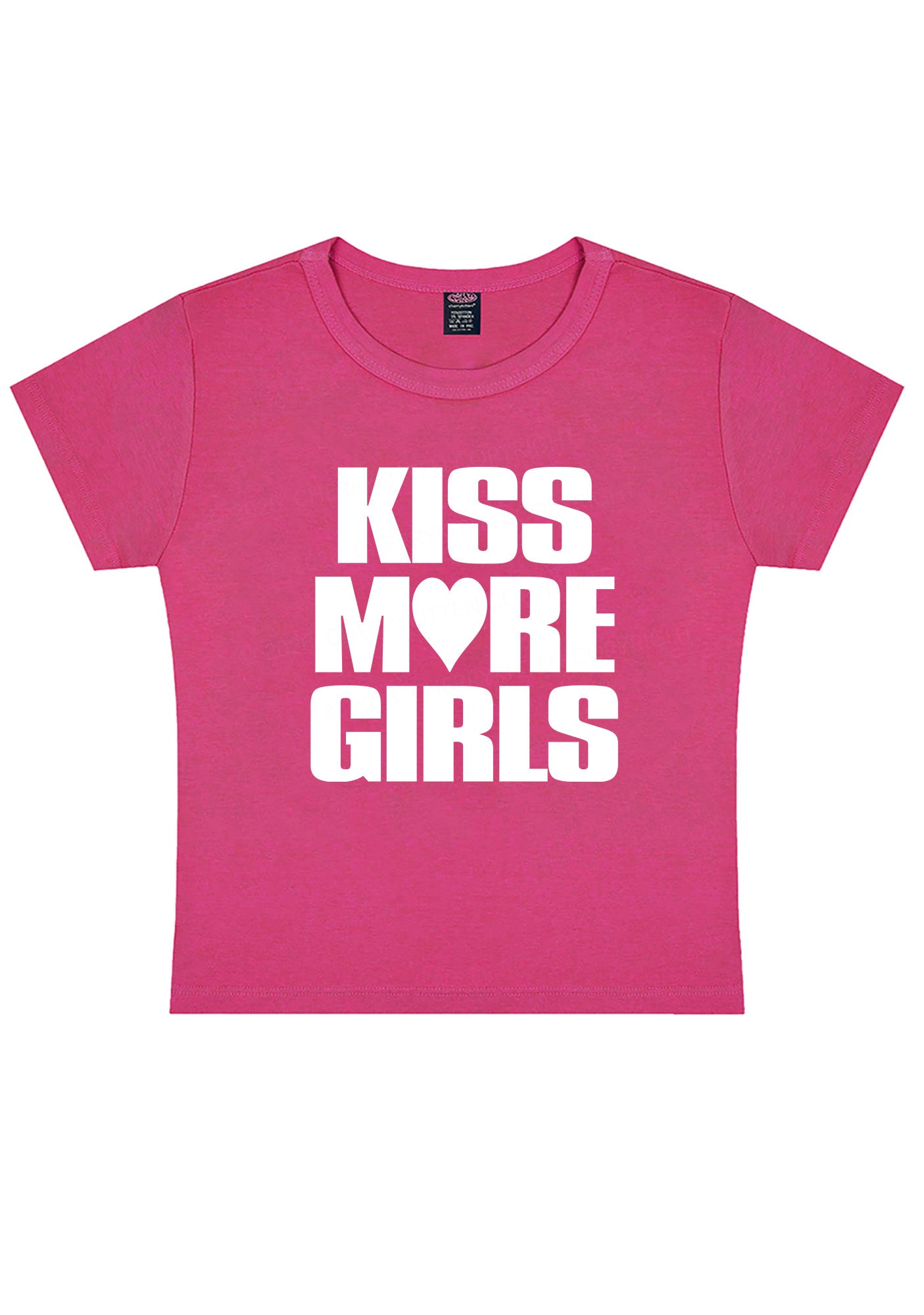 Kiss More Girls Heart Pride Y2K Baby Tee Cherrykitten