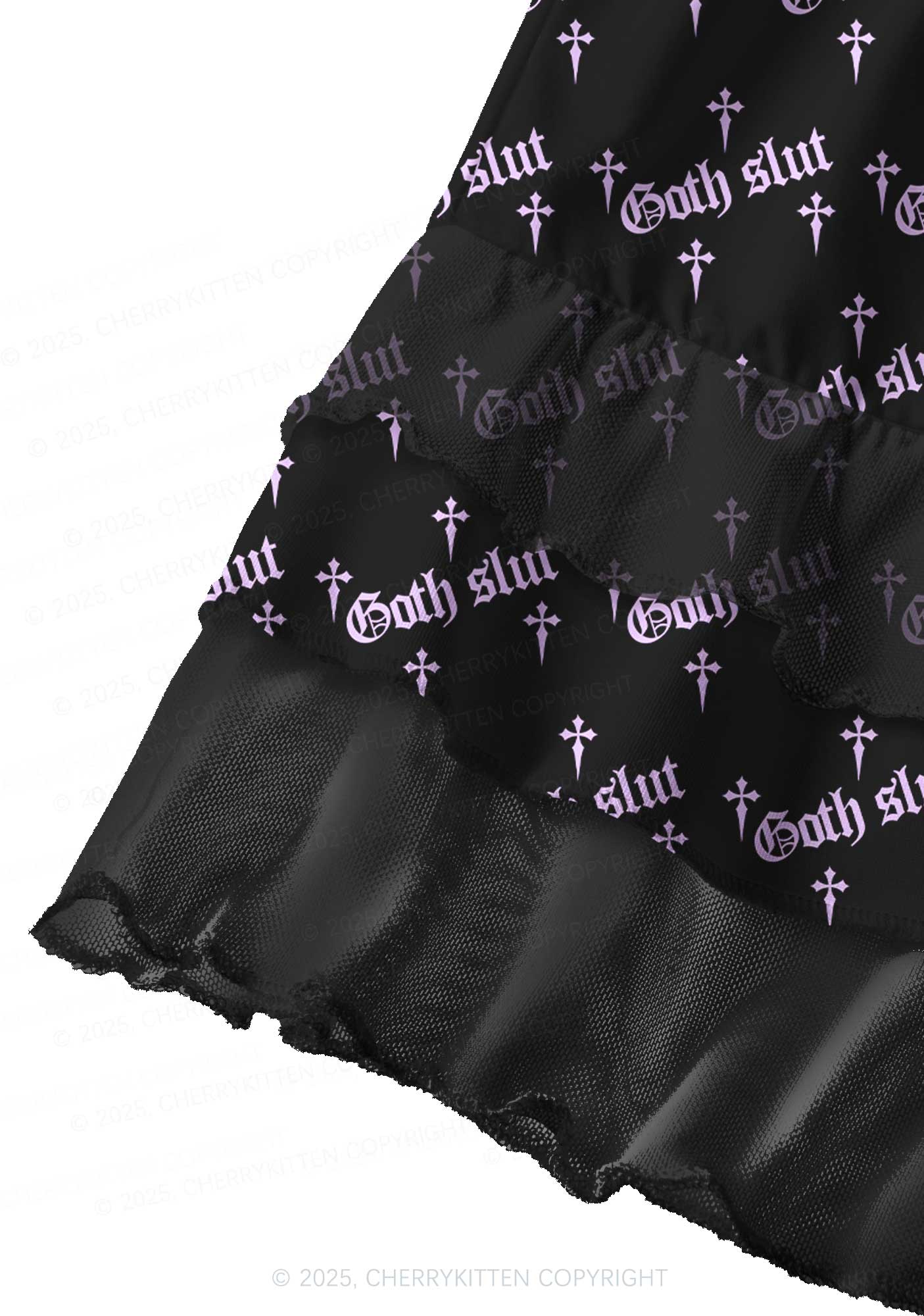 Halloween Pink Goth Slxt Y2K Print Mini Layered Skirt Cherrykitten