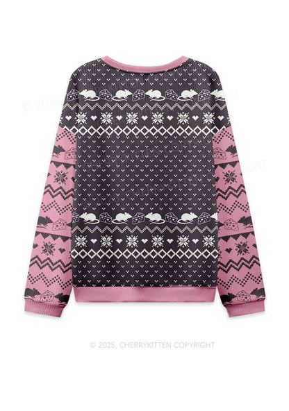 Pink Ratz Y2K Christmas Knit Sweatshirt Cherrykitten