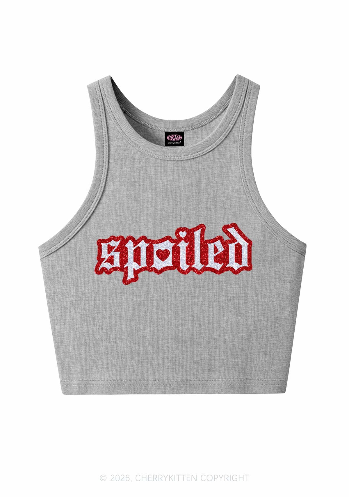 Glitter Stroke Spoiled Y2K Crop Tank Top Cherrykitten