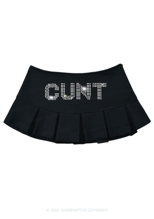 Rhinestone Cxxt Y2K Mini Pleated Skirts Cherrykitten