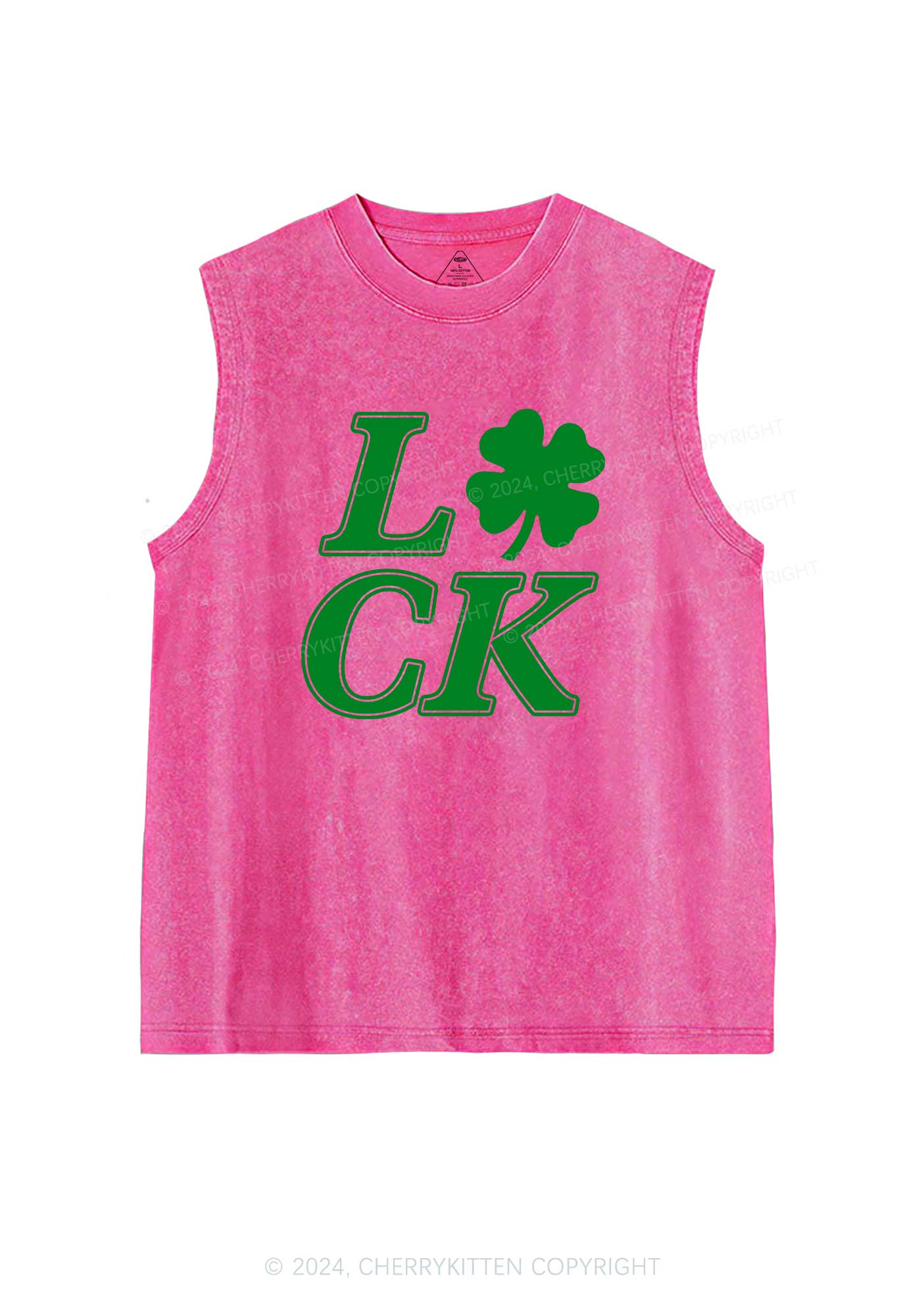 Lucky Clover St Patricks Y2K Washed Tank Cherrykitten