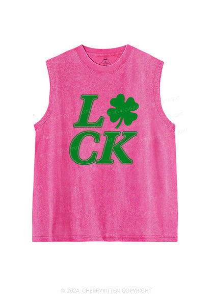 Lucky Clover St Patricks Y2K Washed Tank Cherrykitten