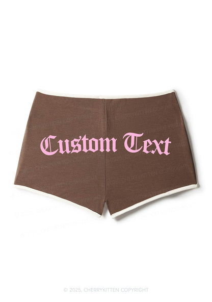 Custom Gothic Text Y2K Contrast Mini Shorts Cherrykitten